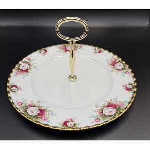 Royal Albert CELEBRATION Single Tier Round Serving Plate w/Top Handle - VTG